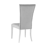 English Elm Set Of 2 Velvet Upholstered Side Chairs, Grey and Chrome