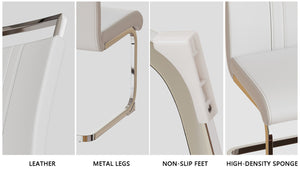 English Elm 63" Modern Cream Dining Table & 4 Ergonomic Pu Armless Chairs Set With Stylish Silver Legs For Home W2189S00429