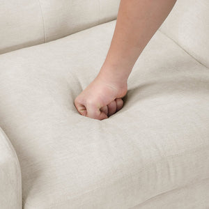 English Elm Contemporary Button-Tufted Accent Chair with Plush Fabric, Curved Arms and Solid Wood Legs for Living Beige 26.5 L x 28.5 W x 22.5 H B011P281833