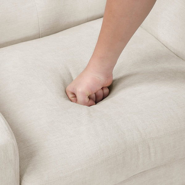 English Elm Contemporary Button-Tufted Accent Chair with Plush Fabric, Curved Arms and Solid Wood Legs for Living Beige 26.5 L x 28.5 W x 22.5 H B011P281833