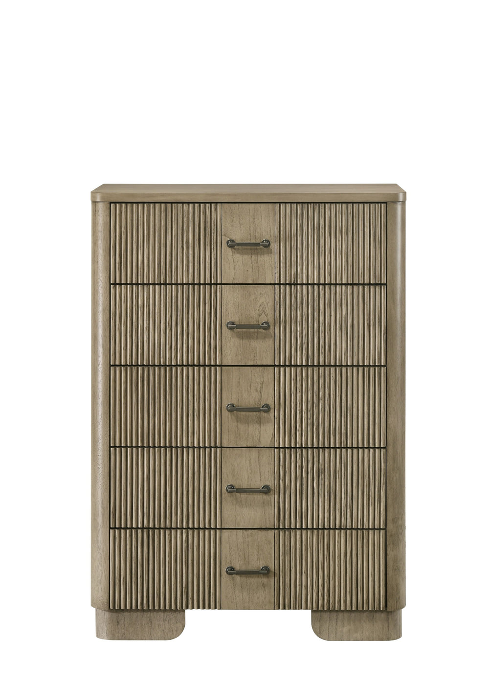 English Elm Lakkari 5-drawer Tall Chest with Antique Oak Finish and Felt-lined Jewelry Drawer B2756P506266