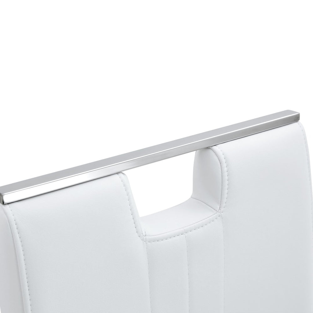 English Elm Set Of 4 Bow-Shaped White Pu Chairs - Modern Ergonomic Design For Comfort In Any Contemporary Space W3226P279081-GIGA