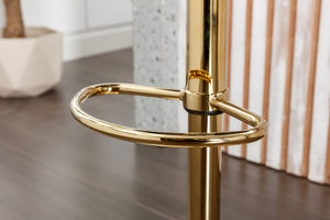 English Elm UNITED Velvet 360° Rotating Bar Chair with Diamond Stitching, Gold Frame, Plush Foam Seat, Adjustable Height Orange W1568P361721