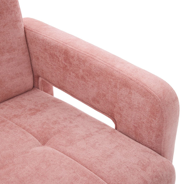 English Elm Modern Chenille Armchair with Ergonomic Curved Armrests, 500lb Capacity, Nordic Minimalist Accent Chair for Living Room Pink W395P380517