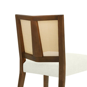 English Elm Christopher Knight Home® - Rattan Mid-Century Dining Chair Set of 2 with Woven Cane Back, Upholstered High-Density Seat Cushion Beige,Walnut N771P254006T