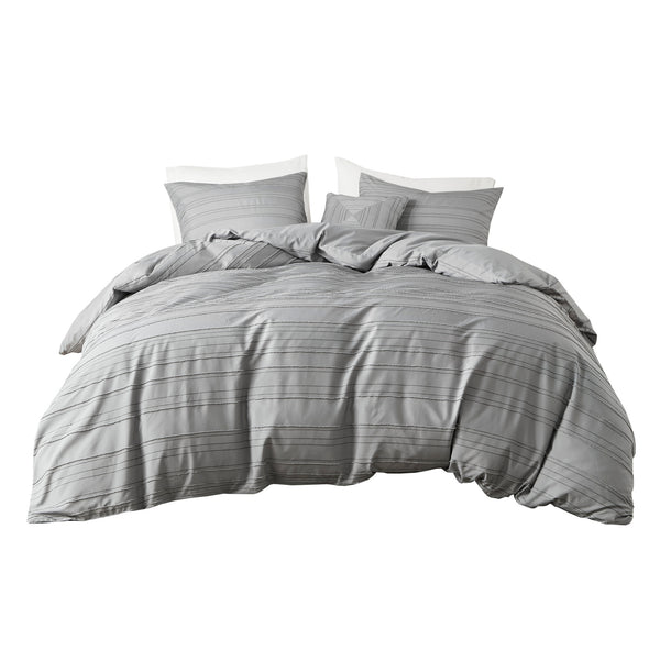 English Elm 3 Pcs Twin/Twin Xl Modern Gray Jacquard Duvet Cover Set With Throw Pillow - Soft & Easy-Care! B035P319884