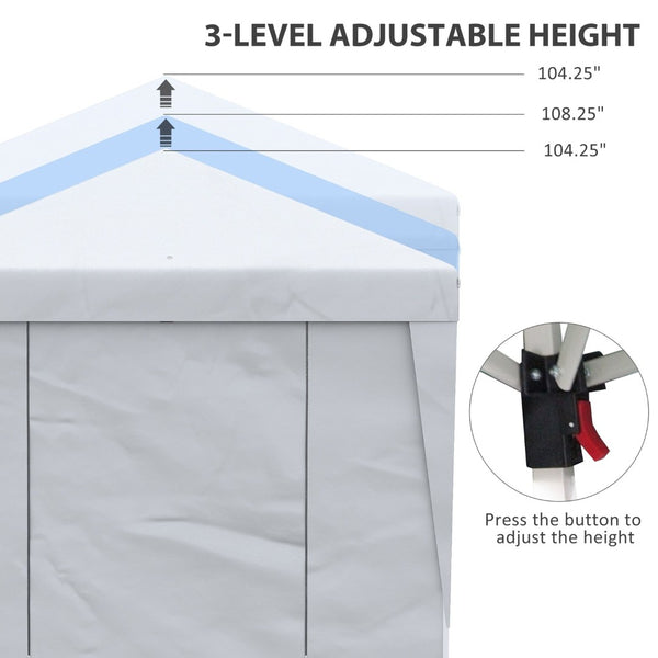 English Elm Outsunny 10' X 19.5' Pop Up Canopy Tent With Adjustable Height, Sidewalls, And Wheeled Carry Bag For Events W2225P174150-GIGA
