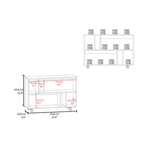 English Elm White Console Table With 6 Open Shelves - Stylish Melamine Design For Modern Entryways & Living Rooms B062P290247-GIGA