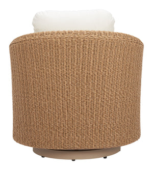 Zuo Modern Solara Swivel Chair Ivory - Stylish Outdoor Seating With Durable Fabric And Elegant Rattan Design White 100% Polyester,Aluminum,100% Polyethylene 704176-zuo-modern