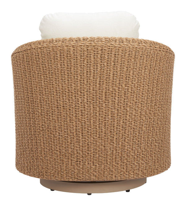 Zuo Modern Solara Swivel Chair Ivory - Stylish Outdoor Seating With Durable Fabric And Elegant Rattan Design White 100% Polyester,Aluminum,100% Polyethylene 704176-zuo-modern