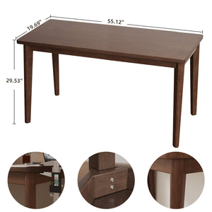 English Elm Solid Rubberwood Writing Desk Mid Century Modern Tapered Legs Walnut Finish Bedroom W5368P457305