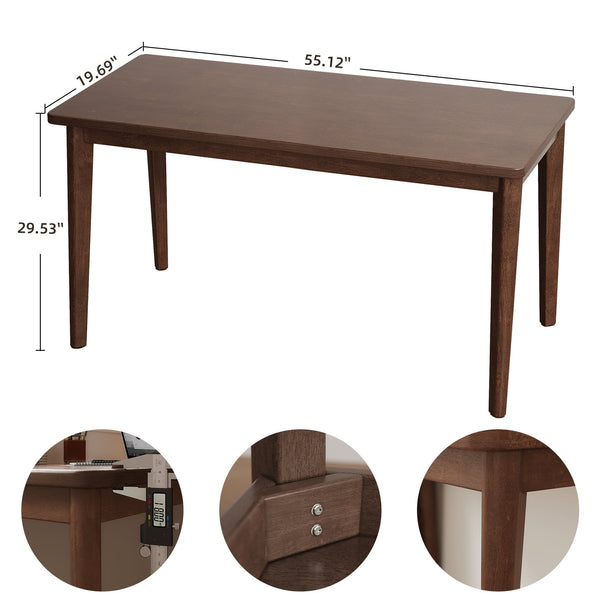 English Elm Solid Rubberwood Writing Desk Mid Century Modern Tapered Legs Walnut Finish Bedroom W5368P457305