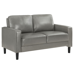 English Elm Farallone Grey 2-Piece Sofa Set - Modern Faux Leather Comfort With Stylish Track Arms For Any Space B062S01271