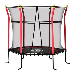 English Elm Soozier Kids Trampoline Spring Free Bungee Design with Safety Enclosure Net Indoor Outdoor W2225P217340