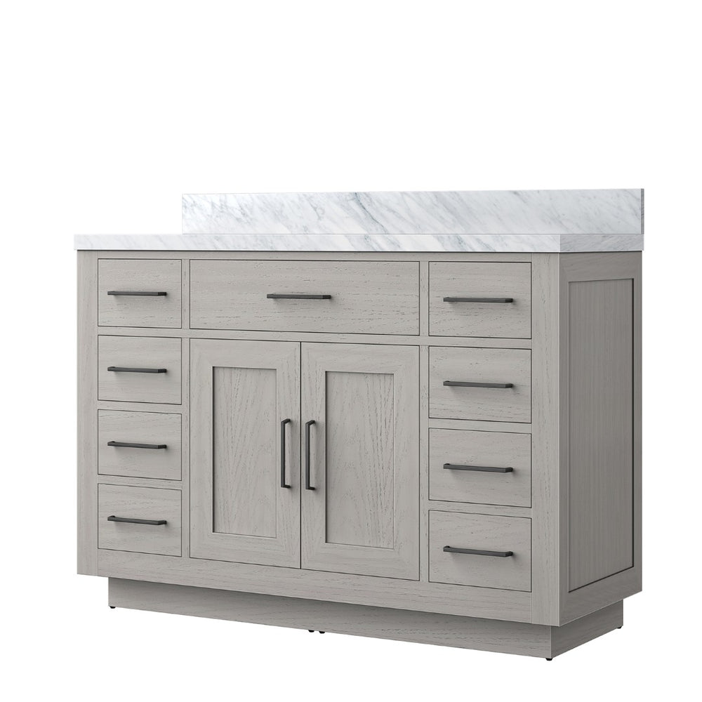 English Elm White Oak Single Bath Vanity 48" W X 22" D With Luxurious Carrara Marble Top & Soft-Close Drawers B2731P257717-GIGA