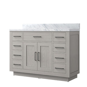 English Elm White Oak Single Bath Vanity 48" W X 22" D With Luxurious Carrara Marble Top & Soft-Close Drawers B2731P257717-GIGA