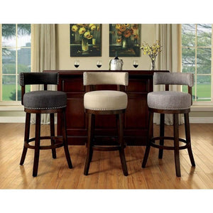 English Elm Bar Chairs 2Pc Set - Elegant Neutral Fabric Upholstery And Rich Dark Wood Legs For Stylish Comfort B2741P339259