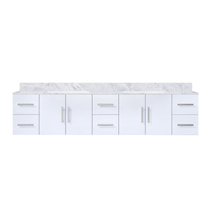 English Elm Glossy Double Bath Vanity 84" W x 22" D with Carrara Marble Top, Soft-Close Drawers & Ample Storage B2731P258549