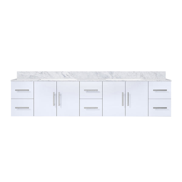 English Elm Glossy Double Bath Vanity 84" W x 22" D with Carrara Marble Top, Soft-Close Drawers & Ample Storage B2731P258549