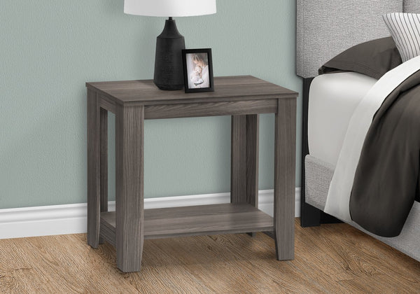 English Elm Accent rectangular two-tier side table with durable laminate finish, versatile nightstand and lamp stand, modern transitional design Grey 28 L x 15 W x 6 H B2710P219197