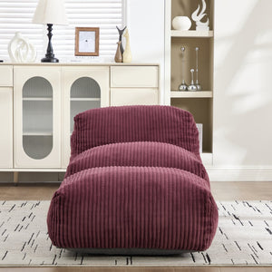 English Elm Big Corduroy Lounger Bean Bag with Ottoman Memory Foam Fill for Living Room Wine Red W395P435354