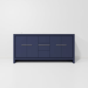 English Elm Navy Blue Double Bath Vanity 72" W With Cultured Marble Top, Soft-Close Drawers & Ample Storage B2731P259498