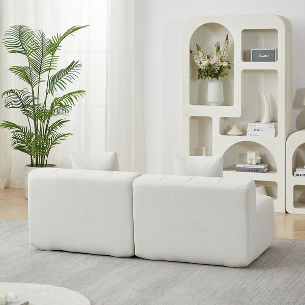 English Elm Chenille Modular Sectional Sofa Curved Piano Key Design Plush Living Room Lounge Seating Beige W834P389117