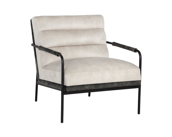 Sunpan TRISTEN Lounge Chair - Mid-Century Modern Design with Two-Tone Upholstery in Nono Cream & Dark Green 107777