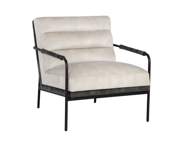Sunpan Tristen Lounge Chair - Stylish Mid-Century Modern Accent with Acacia Wood and Black Metal Frame Nono Cream / Nono Dark Green
