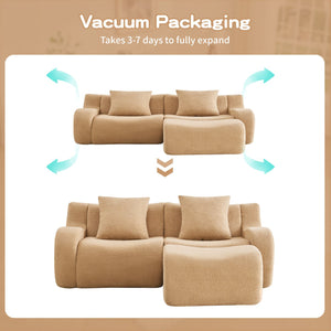 English Elm L-Shaped Teddy Fabric 2-Seat Sofa - No Assembly, Ergonomic Design, High-Density Comfort For Any Space W714S01429