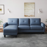 English Elm Living Room Furniture With Polyester Fabric L Shape Couch Corner Sofa For Small Space Blue