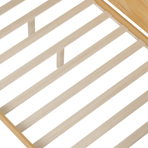 English Elm Wooden Full Size Daybed with Trundle and Built-In Desk, Side Storage Shelves for Space-Saving Rooms Natural 70 L x 18.6 W x 5.5 H N733S242277M