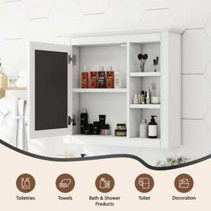 English Elm 30'' Modern Medicine Cabinet Wall Mirror with Hidden Storage and Adjustable Open Shelves for Bath White WF318452AAK