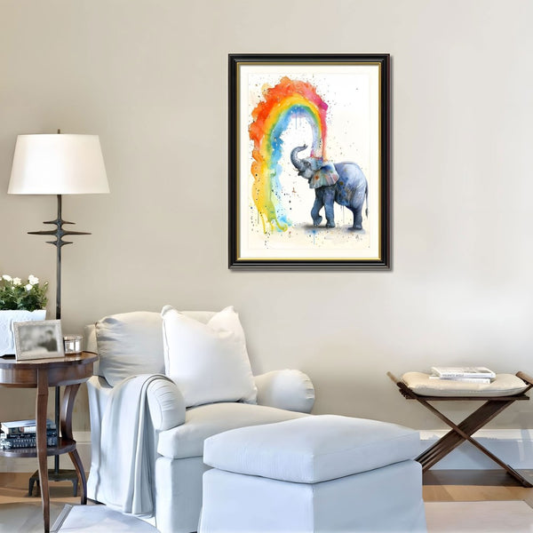 English Elm Set Of 2 Colorful Elephant Prints – Modern Framed Wall Art With Replaceable Canvas For Kids & Living Rooms T3976P383241-GIGA