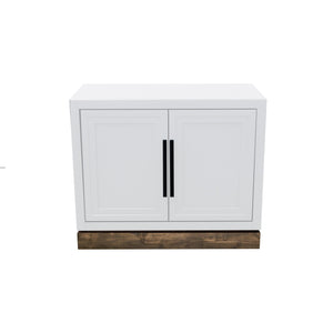 English Elm Nora Modular Two-Door Base Cabinet with Cable Management, Two-Tone Poplar & Alder Finish, Ready to Use White B108P345190