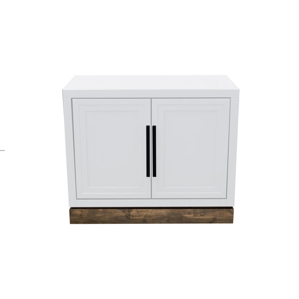 English Elm Nora Modular Two-Door Base Cabinet with Cable Management, Two-Tone Poplar & Alder Finish, Ready to Use White B108P345190