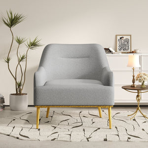 English Elm Modern Chenille Armchair with Curved Back Gold Legs Plush Accent Seat for Any Room Grey N763P360684E