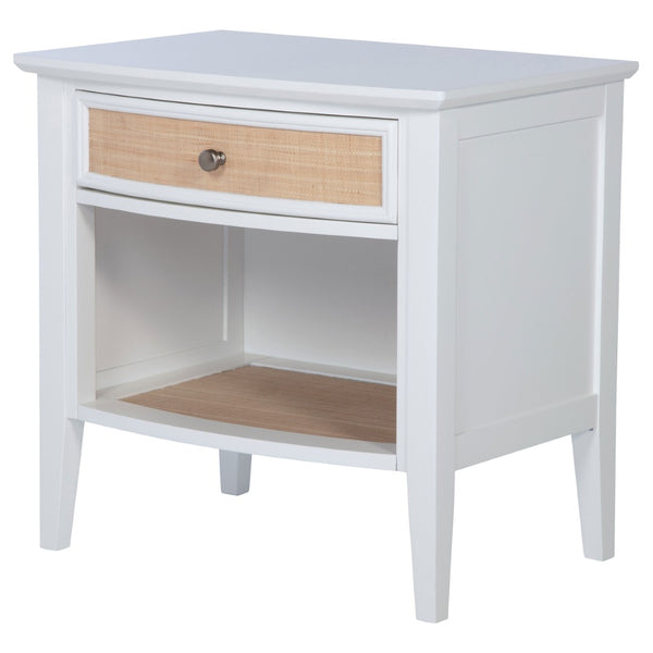 English Elm Talia Rattan Front Nightstand with Open Shelf White Coastal Bedroom Storage B062P440321