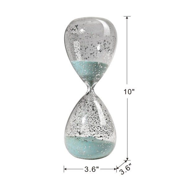 English Elm Set Of 2 Elegant 10" Silvered Hourglasses With Jade Sand - Timeless Home Decor & Functional Timer W2078P278428-GIGA