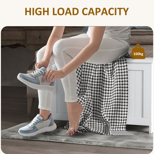 English Elm HOMCOM 29.9" Storage Chest Bench with Safety Hinges, 264lb Seat Capacity, White MDF Organizer W2225P173959