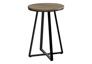 English Elm Accent Table - Modern Round Side Table With Dark Taupe Laminate Top & Black Metal Base For Versatile Use B2710P218977