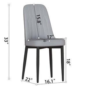 English Elm 55 Modern 4-Person MDF Dining Table Set with Sturdy Black Metal Legs and Padded PU Chairs for Families Grey+White W2189S00733