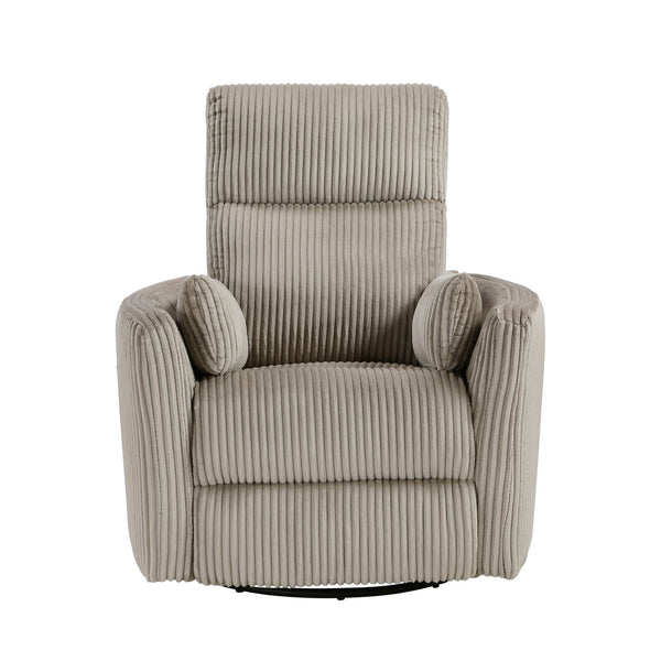 English Elm Taupe Corduroy Swivel Glider Recliner Chair with 360° Rotation, Smooth Recline, Plush Cushioning for Living Room Comfort and Style B011P383306