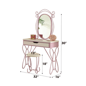 English Elm Priya Elegant Butterfly Vanity Set White & Purple – Oval PU-Wrap Mirror, High-Gloss MDF Table, Padded Stool, Metal Frame Durable Finish B2726P262770