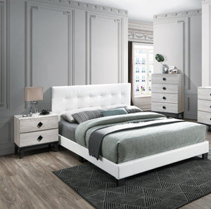 English Elm Contemporary Faux Leather Full Platform Bed Low Profile Frame for Modern Bedroom B011P414678