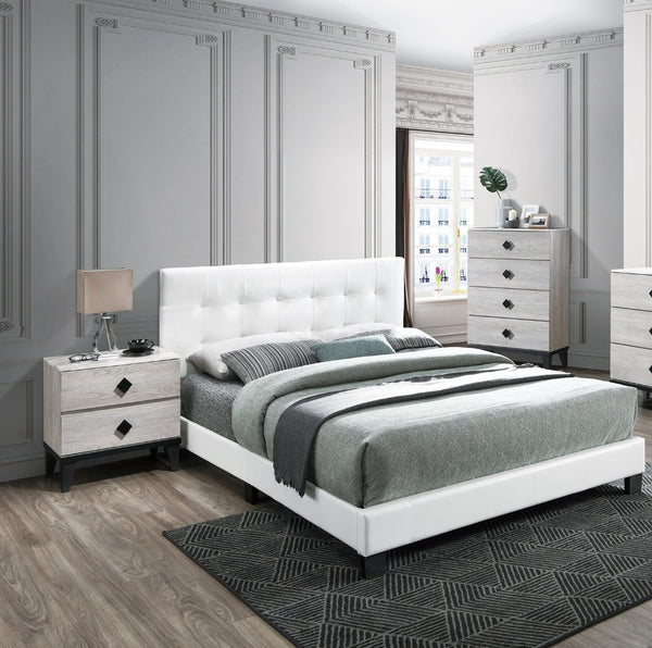 English Elm Contemporary Faux Leather Full Platform Bed Low Profile Frame for Modern Bedroom B011P414678
