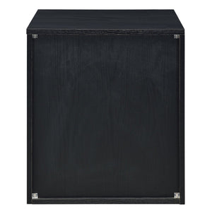 English Elm Black 2-Drawer Nightstand Modern Accent Table with Smooth Metal Glides, Black & Silver Finish, Compact Storage Elegance B062P185648