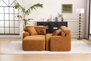 English Elm LY-029B Modern Convertible Chaise Sectional Sofa — Orange 3-Seater Modular L-Sofa, Plush Foam Comfort W2231S00026