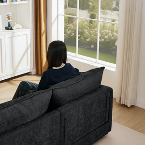 English Elm Modular L-Shaped Sectional Sofa - 3-Seater Chenille Couch With Movable Ottoman For Modern Comfort W1359S00005