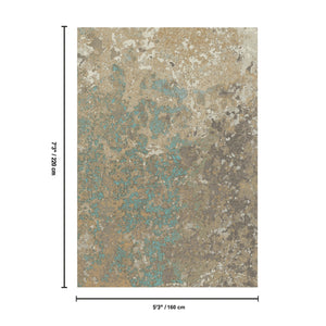English Elm Artistic Turquoise Low Pile Area Rug Machine Made in Turkey for Living Rooms B186P428939